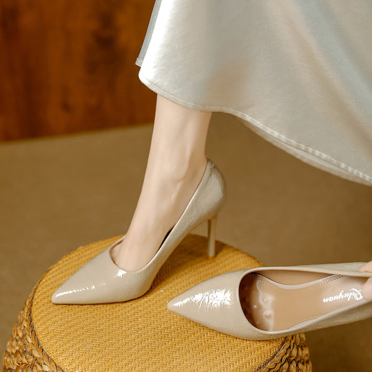 Damen elegante spitze High Heels mit glänzender Oberfläche EB