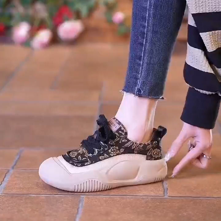Damen Sneakers mit floralem Muster und rutschfester Sohle EB