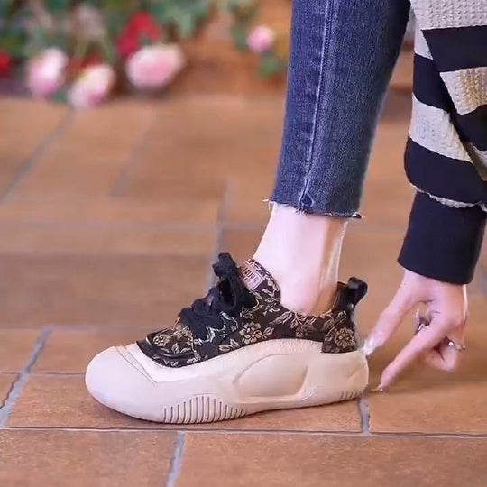 Damen Sneakers mit floralem Muster und rutschfester Sohle EB