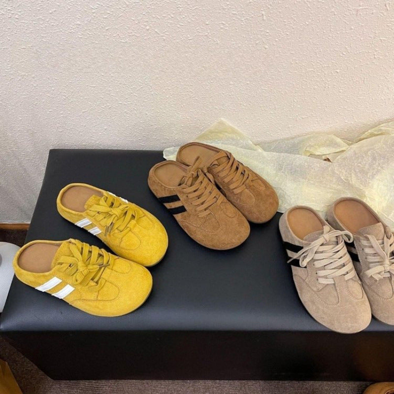 Damen Sneaker Slipper im sportiven Stil mit klassischem Schnürverschluss EB