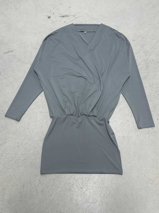 Damen nan drapiertes Wickel-Top mit tiefem V-Ausschnitt, weichem Jerseyfall und tailliertem Bündchen EB