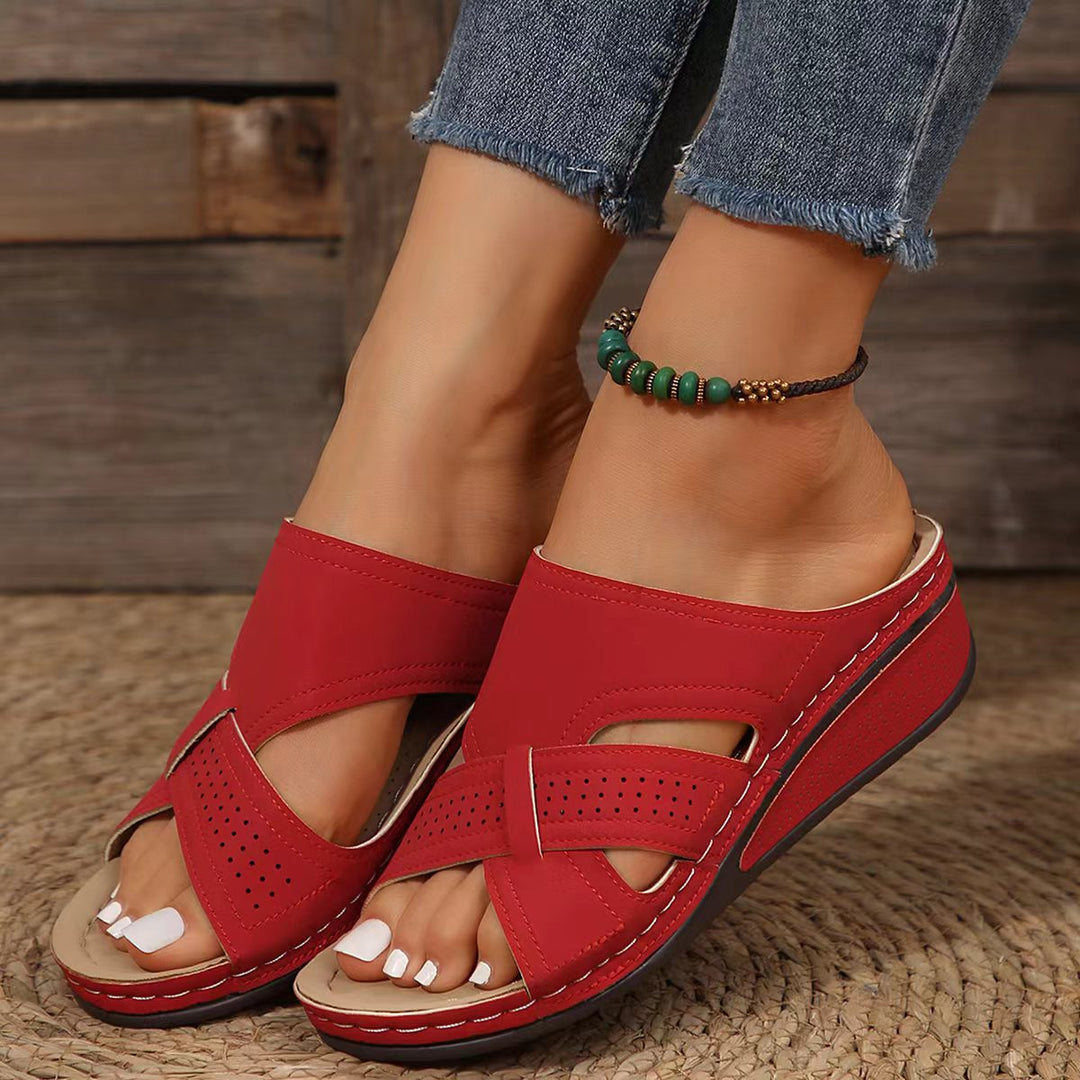 Damen Komfortable Wedge-Sandalen mit atmungsaktiven Riemen EB