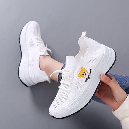Damen Sportliche Sneaker mit verspieltem Bärenmotiv und atmungsaktivem Obermaterial EB