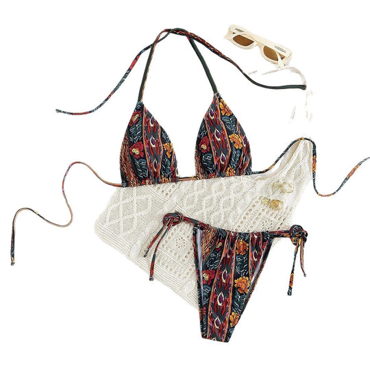Damen Triangel-Bikini mit floralem Muster EB