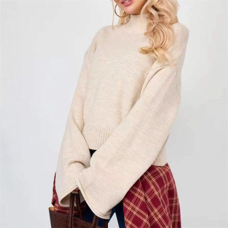 Damen Strickpullover mit lässigem Schnitt und Volumenärmeln EB