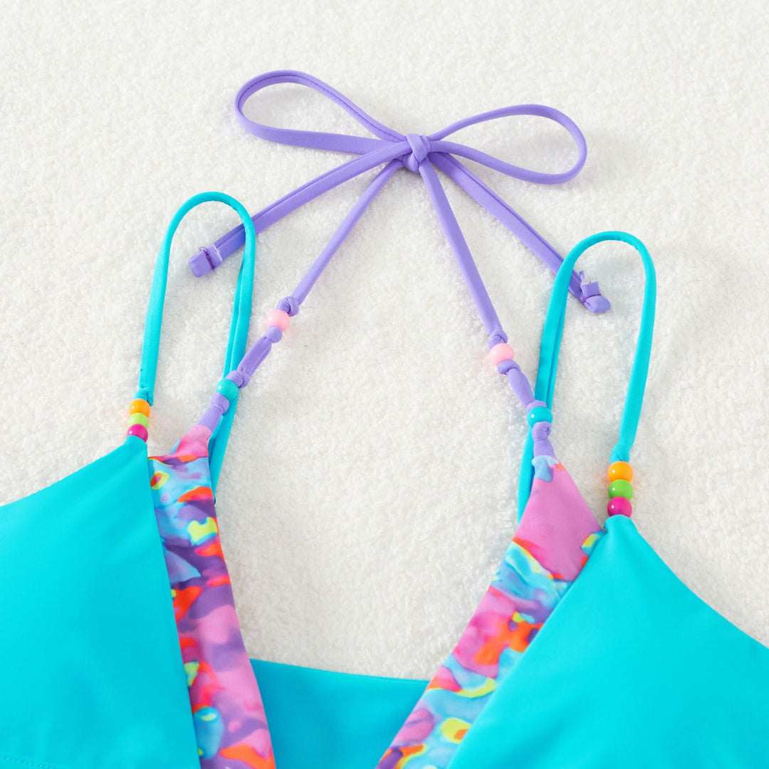 Damen verspielter Bikini mit buntem Floral-Design EB