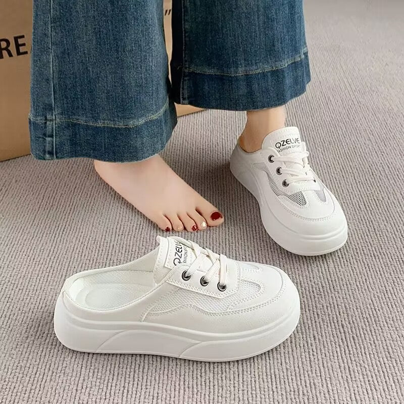 Damen Trendige Slip-On Sneakers mit dicker Plattform und atmungsaktiven Einsätzen EB