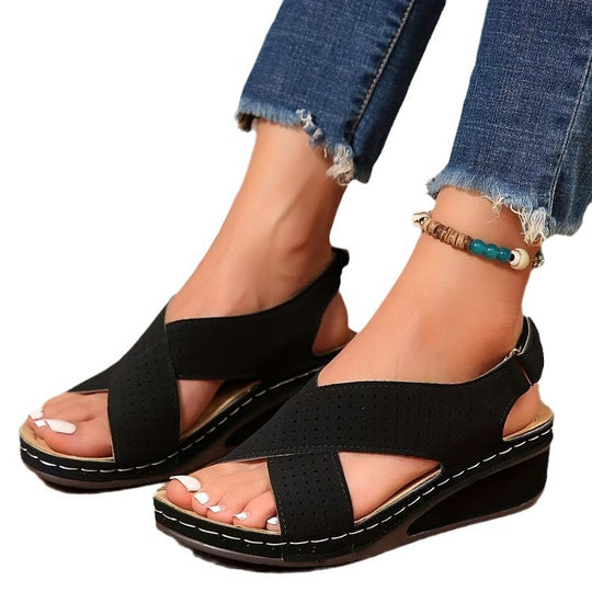 Damen Elegante Komfort Sandalen mit kreuzenden Riemen EB