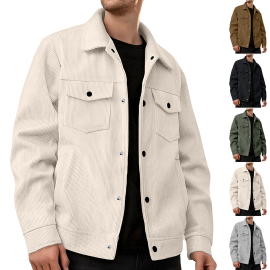Herren nan Cordjacke im klassischen Arbeiterjacken-Schnitt mit Druckknöpfen und Brusttaschen EB