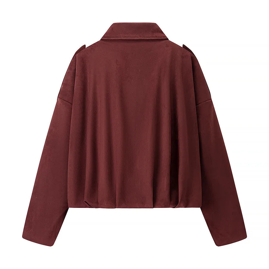 Damen modische cropped Jacke mit bequemen Bündchen und elegantem Kragen EB