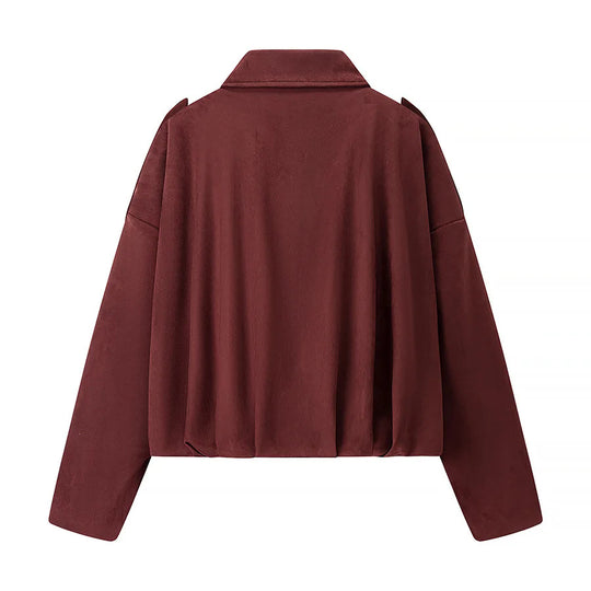 Damen modische cropped Jacke mit bequemen Bündchen und elegantem Kragen EB