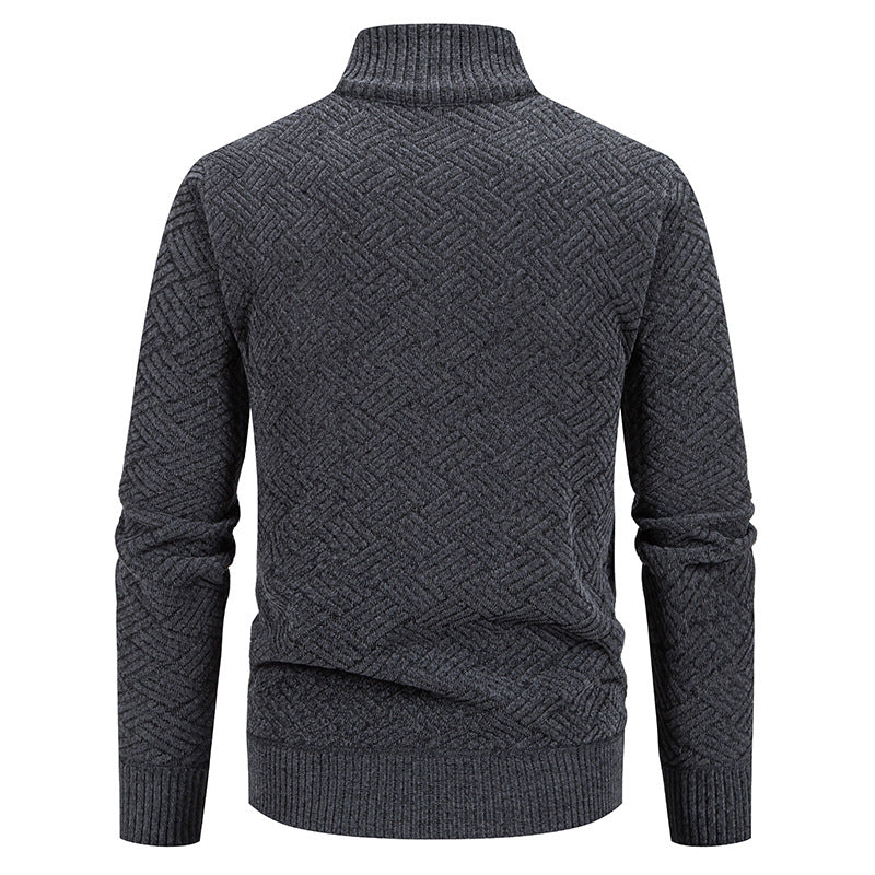Herren Strickjacke mit modernem Zipper und kreativem Muster EB