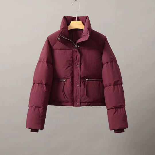 Damen gesteppte Winterjacke mit hohem Kragen und praktischen Taschen EB