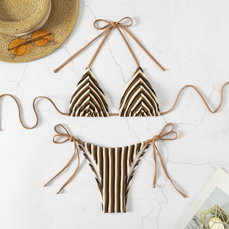 Damen Triangel-Bikini mit verstellbaren Schnürdetails EB