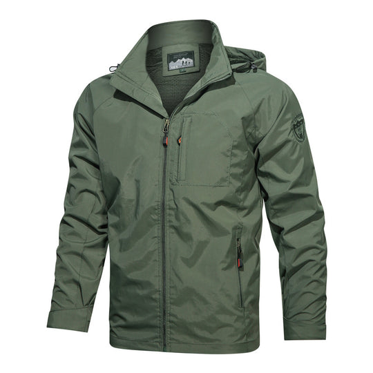 Herren nan leichte wasserabweisende Softshell Outdoorjacke mit Kapuze Brusttasche EB