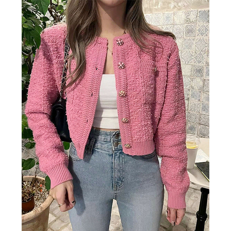 Damen trendige Strickjacke mit dekorativen Knöpfen und lässigem Schnitt EB