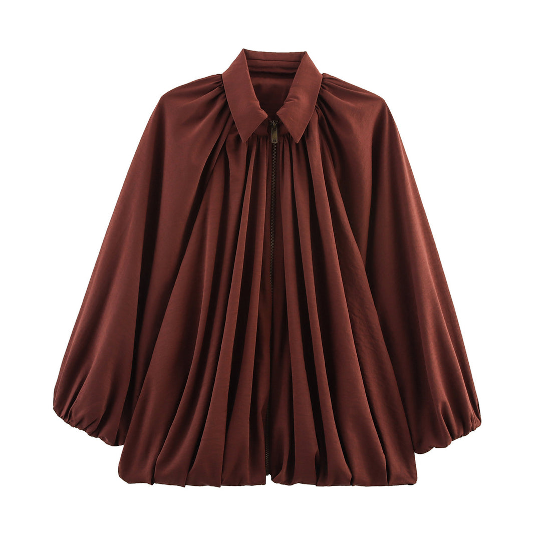 Damen leichtes Oversized-Blusenshirt mit Rüschendesign EB