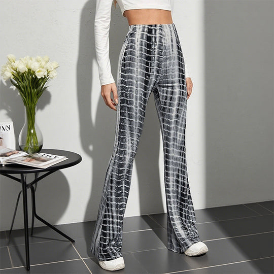 Damen Flared Leggings mit modischem Batik-Design EB