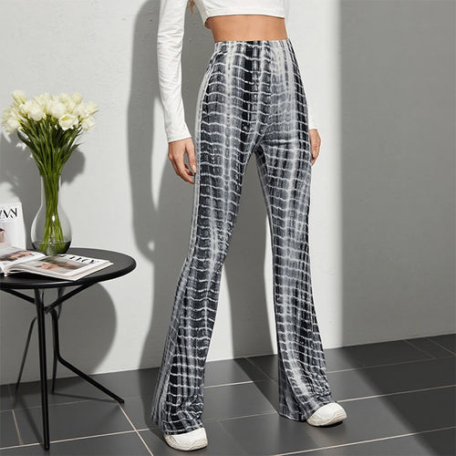 Damen Flared Leggings mit modischem Batik-Design EB