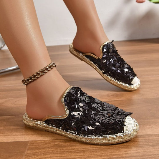 Damen Glitzernde Espadrilles mit bequemer Einlegesohle EB