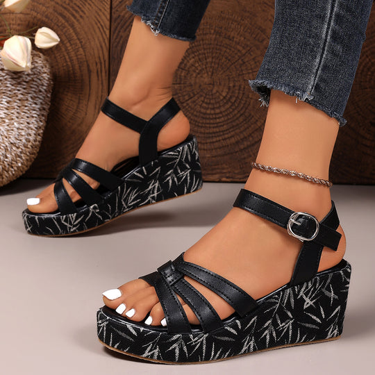 Damen Plateau-Sandalen mit modischem Riemendesign EB