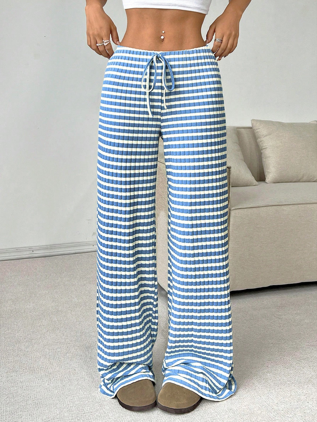 Damen luftige Komfort-Hose mit elastischem Bund und Taschen EB