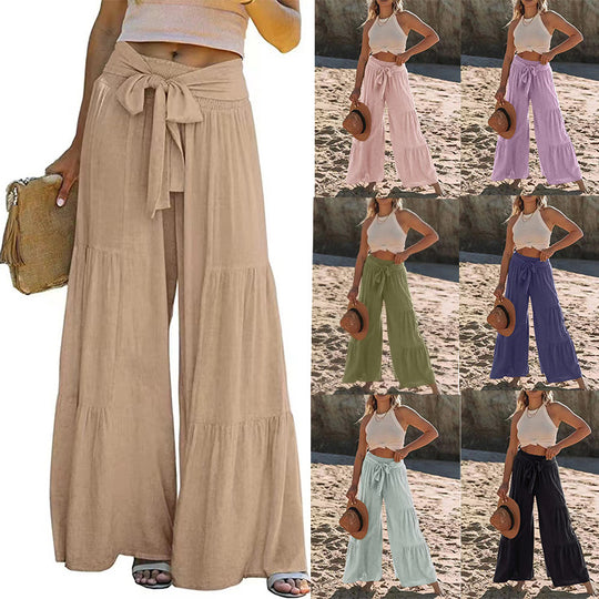 Damen Strandhose mit elastischem Bund und weitem Schnitt EB