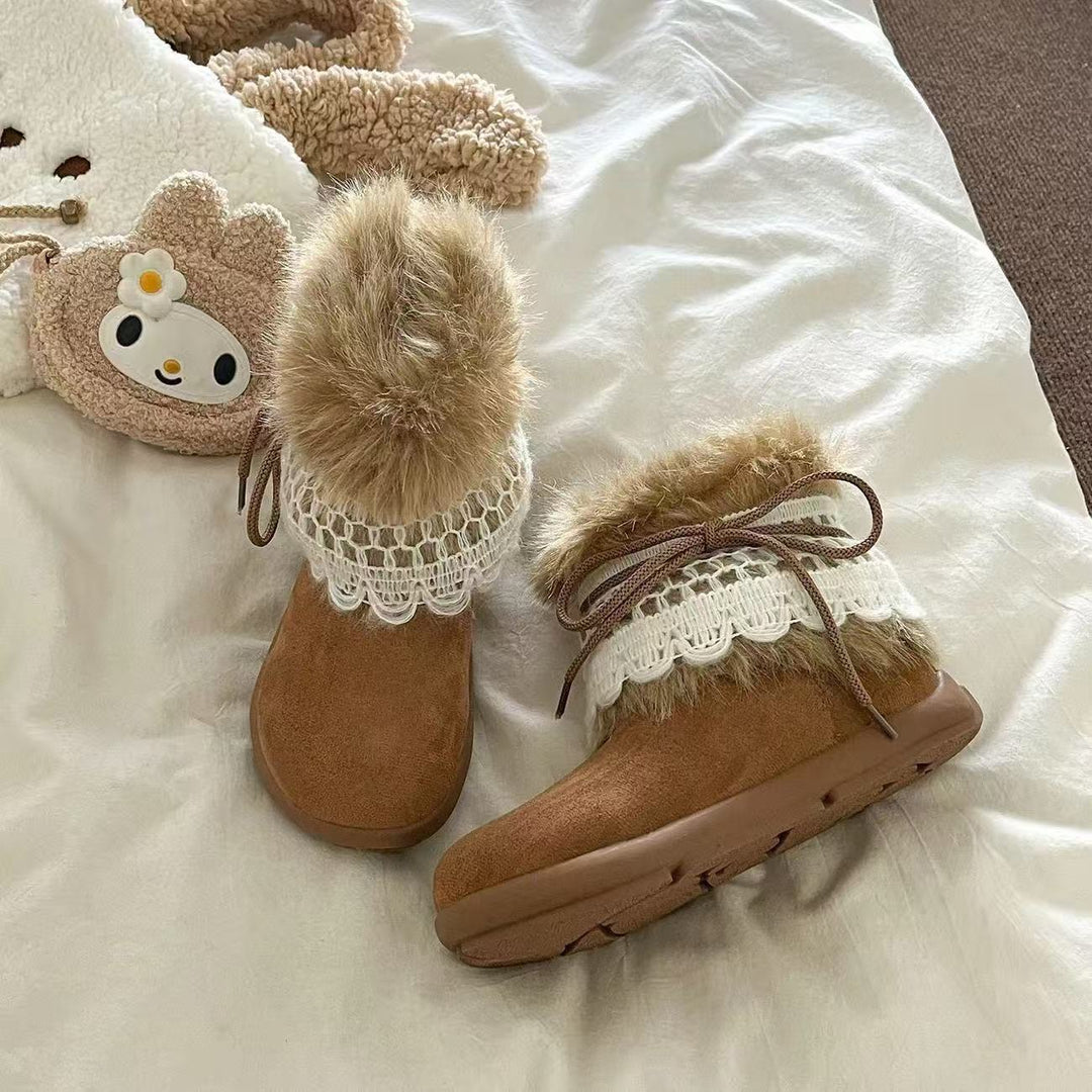 Damen Kuschelige Winterstiefel mit dekorativem Fellkragen und hochwertigem Obermaterial EB