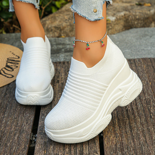 Damen Sneakers mit bequemem Stretch-Obermaterial und dämpfendem Plateau EB