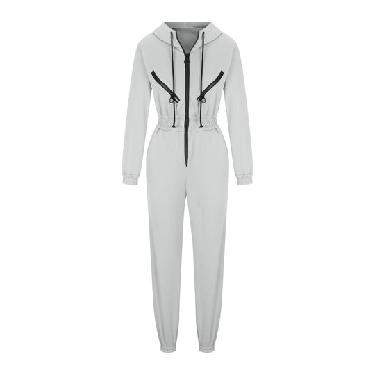 Damen nan kurzes Halbzip-Loungewear-Set mit elastischem Taillenbund und oversized Schnitt EB
