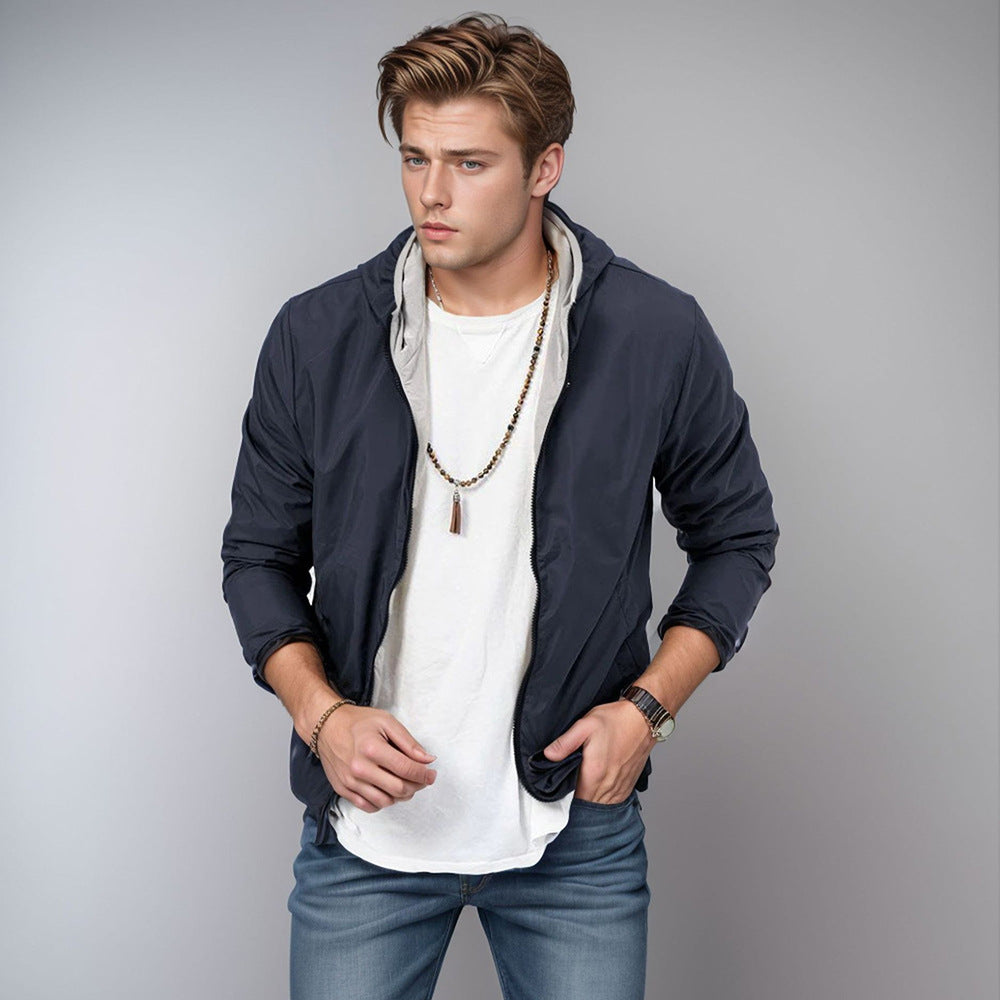 Herren sportliche Übergangsjacke mit funktionalem Kapuzenkragen und elastischen Bündchen EB