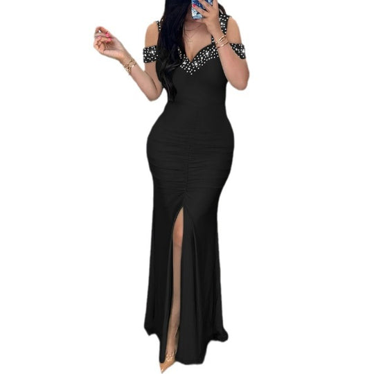 Damen Elegantes und figurbetontes Abendkleid mit verziertem Ausschnitt EB