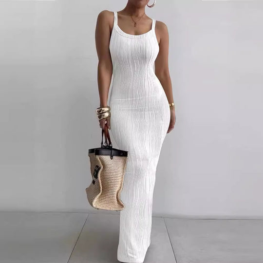 Damen Maxikleid mit schmaler Silhouette und strukturiertem Stoff EB