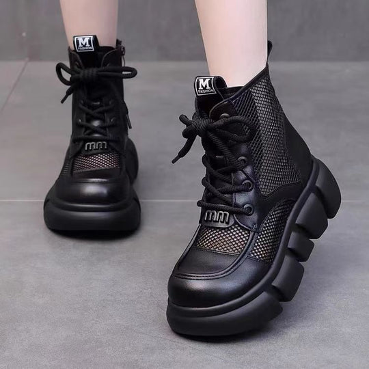 Damen Sportliche High-Top Sneakers mit Luftdurchlässigem Mesh und Chunky Sohle EB