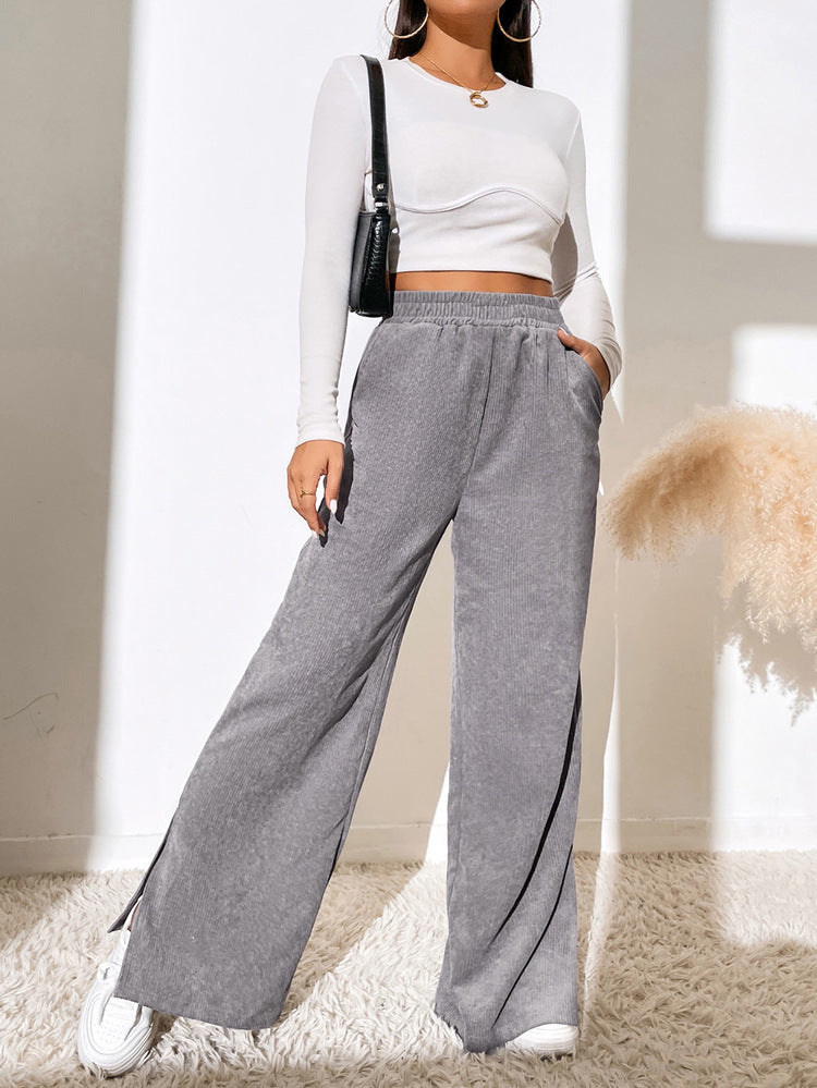Damen Palazzo-Hose aus feinem Cordstoff mit seitlichen Schlitzen EB