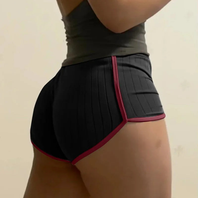 Damen nan plissierte Freizeit-Shorts mit elastischem Komfortbund und Kontrastpaspel EB