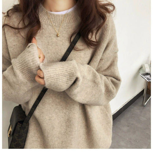 Damen bequemer Oversize-Pullover EB
