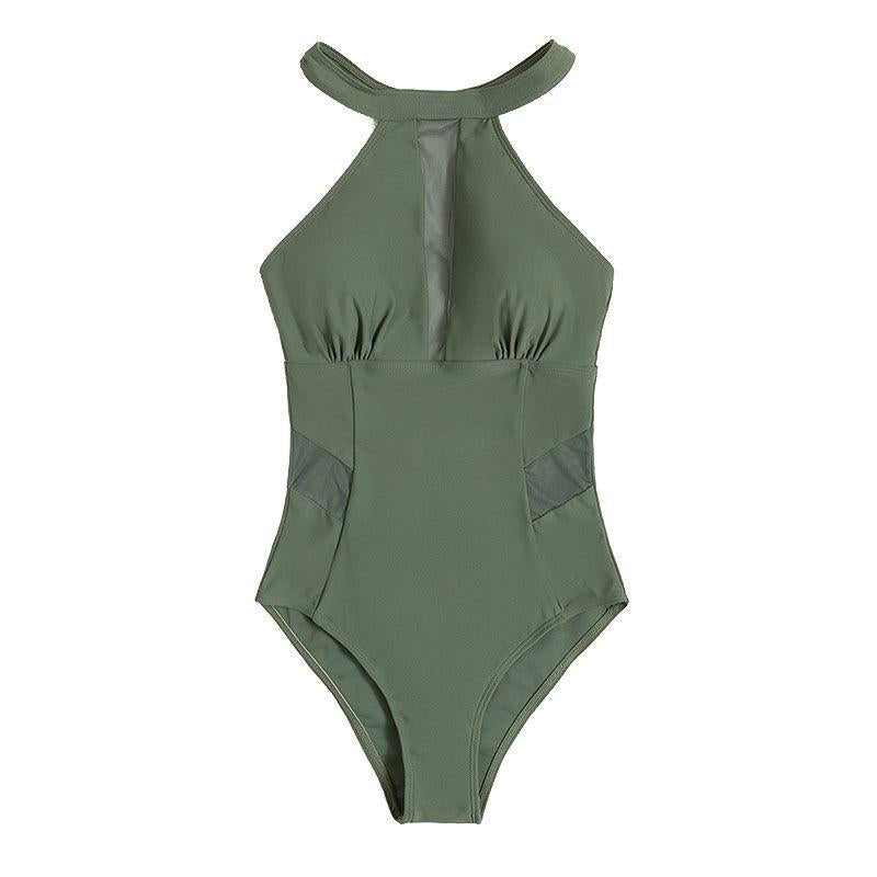 Damen Einteiler Badeanzug mit atmungsaktiven Mesh-Elementen EB
