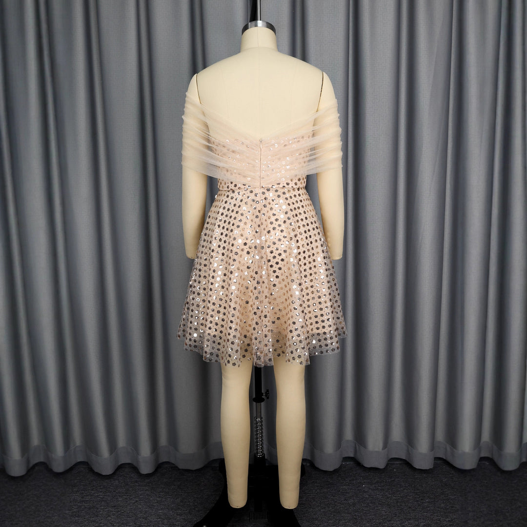 Damen glamouröses Tüllkleid mit funkelnden Pailletten EB