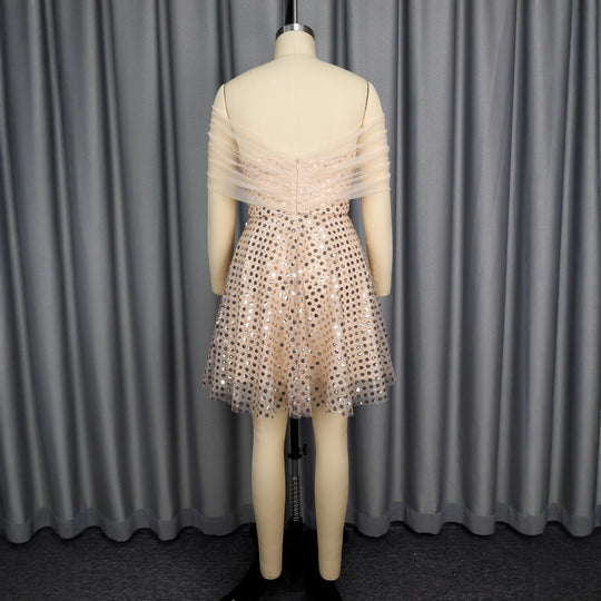 Damen glamouröses Tüllkleid mit funkelnden Pailletten EB