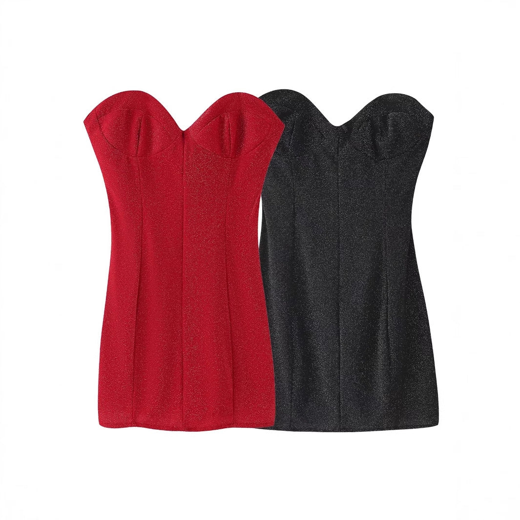 Damen Abendkleid mit schmalem Schnitt und elegantem Herz-Ausschnitt EB