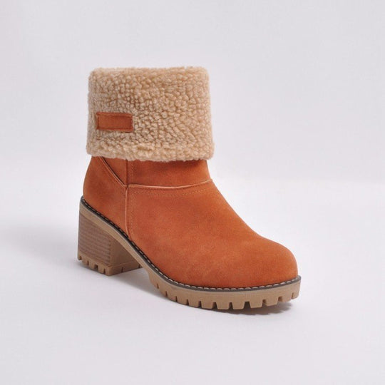 Damen Modische Stiefel mit warmem Futter und blockförmigem Absatz EB