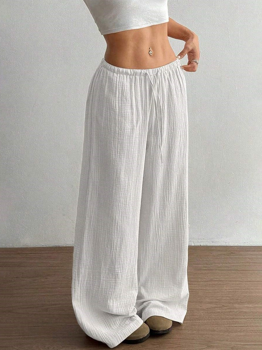 Damen Weite Sommerhose mit elastischem Bund und lockerem Schnitt EB
