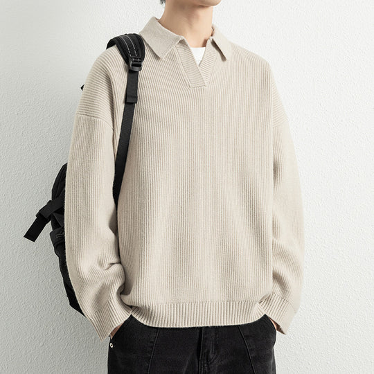 Herren lässiger Strickpullover mit modernem V-Ausschnitt und sportlichem Design EB