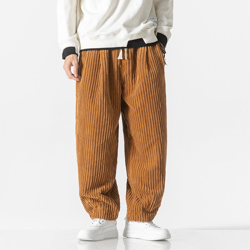 Herren nan weite Breitcord-Hose mit elastischem Bund, Kordelzug und tiefen Eingrifftaschen EB
