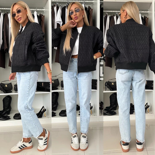 Damen elegante Steppjacke mit voluminösen Ärmeln EB