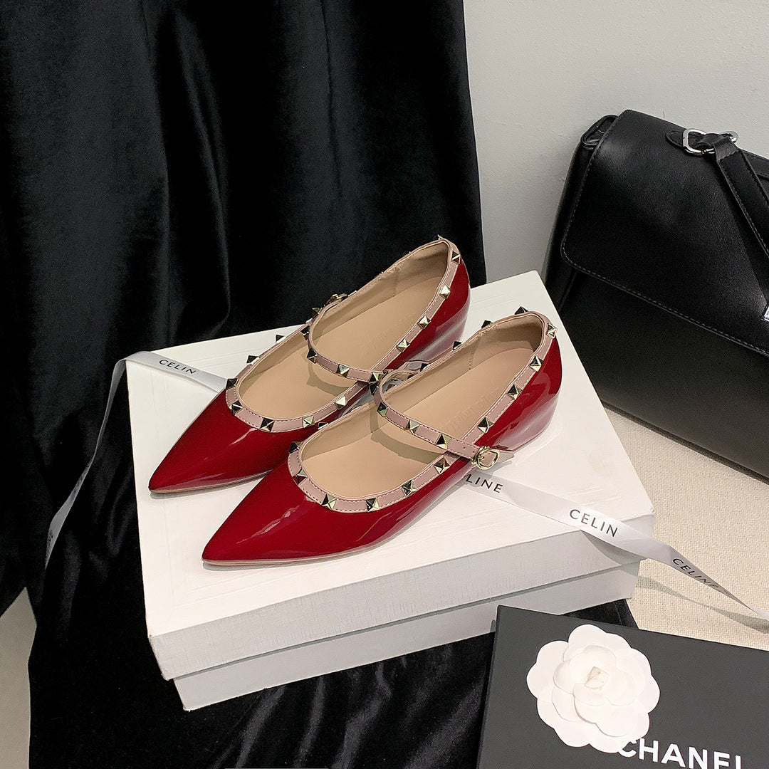 Damen Ballerinas mit verstellbarem Riemchen und luxuriösem Glanz EB