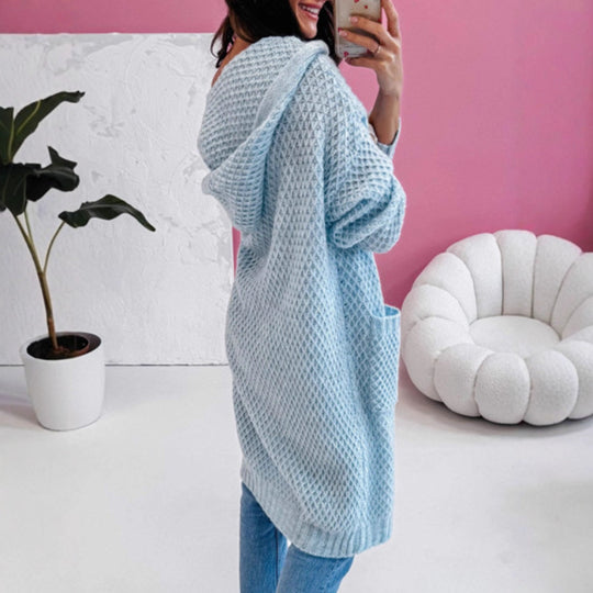 Damen Strickmantel mit luftiger Maschenstruktur und praktischen Taschen EB
