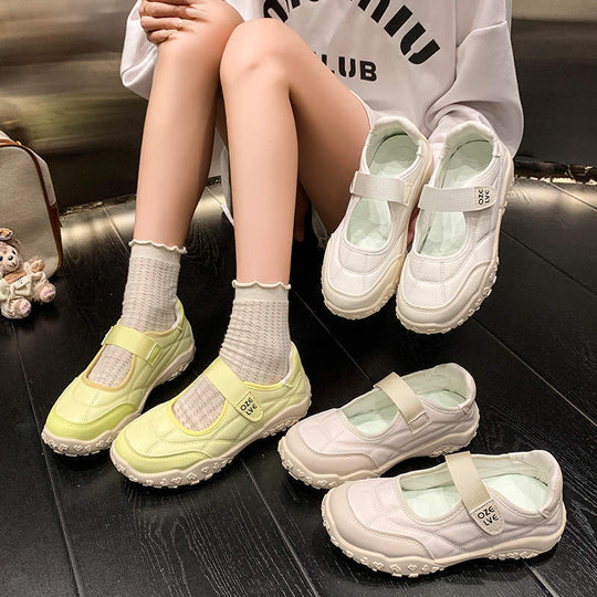 Damen Bequeme Sneaker mit elastischem Riemen und rutschfester Sohle EB
