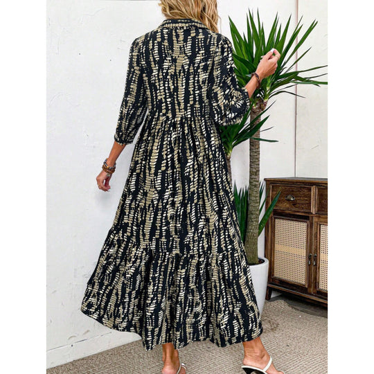 Damen Hemdblusenkleid mit raffinierten Rüschendetails und asymmetrischem Saum EB